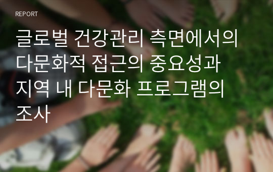 글로벌 건강관리 측면에서의 다문화적 접근의 중요성과  지역 내 다문화 프로그램의 조사