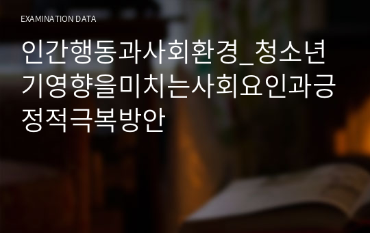 인간행동과사회환경_청소년기영향을미치는사회요인과긍정적극복방안