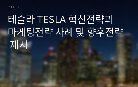 테슬라 TESLA 혁신전략과 마케팅전략 사례 및 향후전략 제시