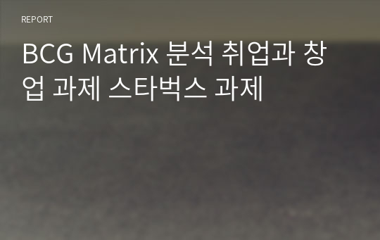 BCG Matrix 분석 취업과 창업 과제 스타벅스 과제