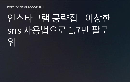 인스타그램 공략집 - 이상한 sns 사용법으로 1.7만 팔로워