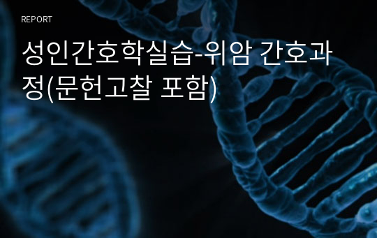 성인간호학실습-위암 간호과정(문헌고찰 포함)