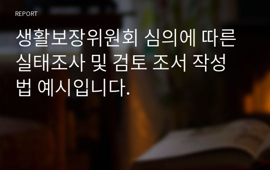 생활보장위원회 심의에 따른 실태조사 및 검토 조서 작성법 예시입니다.