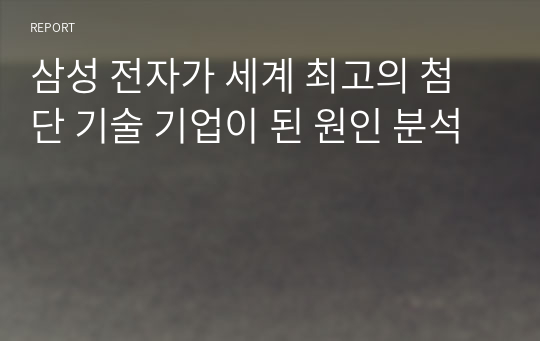 삼성 전자가 세계 최고의 첨단 기술 기업이 된 원인 분석