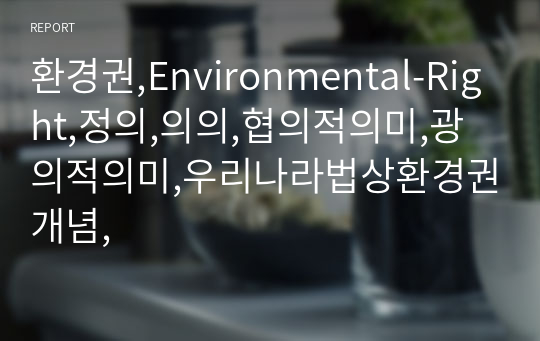 환경권,Environmental-Right,정의,의의,협의적의미,광의적의미,우리나라법상환경권개념,