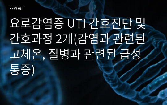 요로감염증 UTI 간호진단 및 간호과정 2개(감염과 관련된 고체온, 질병과 관련된 급성통증)