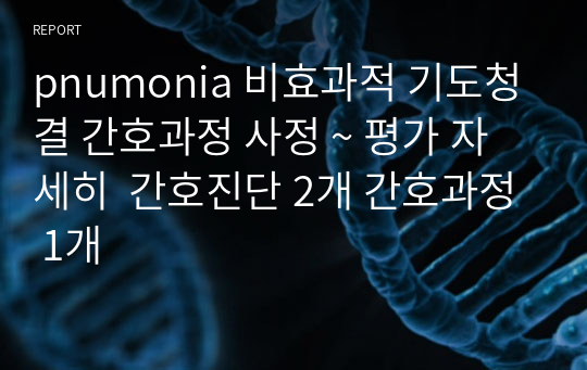pnumonia 비효과적 기도청결 간호과정 사정 ~ 평가 자세히  간호진단 2개 간호과정 1개