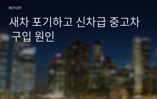 새차 포기하고 신차급 중고차 구입 원인