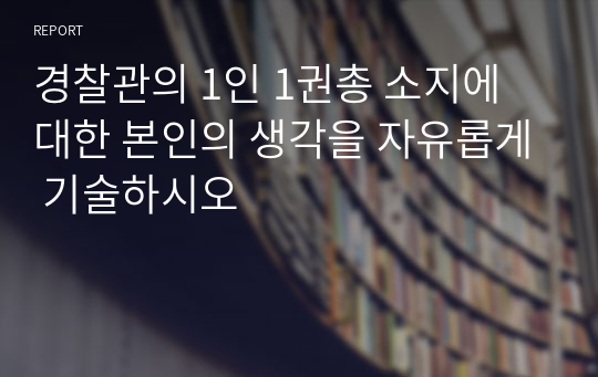 경찰관의 1인 1권총 소지에 대한 본인의 생각을 자유롭게 기술하시오