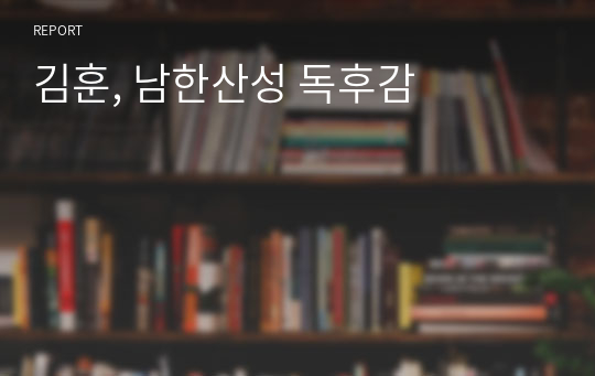 김훈, 남한산성 독후감