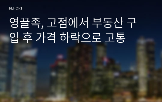 영끌족, 고점에서 부동산 구입 후 가격 하락으로 고통