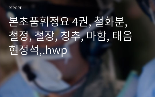 본초품휘정요 4권, 철화분, 철정, 철장, 칭추, 마함, 태음현정석,.hwp