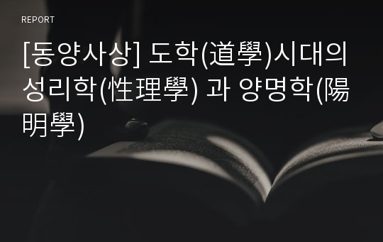 [동양사상] 도학(道學)시대의 성리학(性理學) 과 양명학(陽明學)