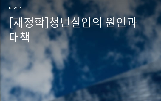 [재정학]청년실업의 원인과 대책