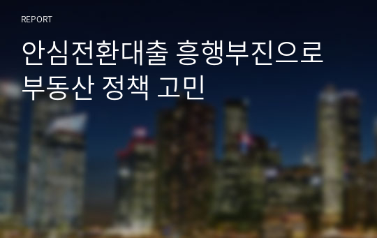 안심전환대출 흥행부진으로 부동산 정책 고민