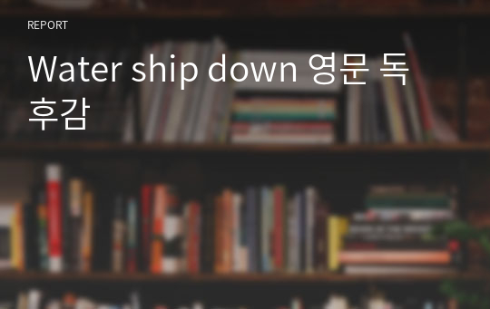 Water ship down 영문 독후감