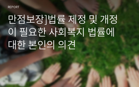 만점보장]법률 제정 및 개정이 필요한 사회복지 법률에 대한 본인의 의견