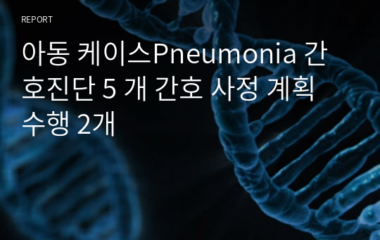 아동 케이스 Pneumonia 간호진단 5 개 간호 사정 계획 수행 2개