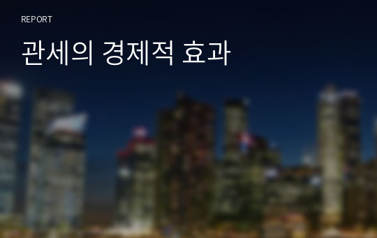 관세의 경제적 효과