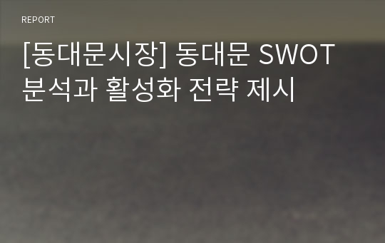 [동대문시장] 동대문 SWOT분석과 활성화 전략 제시