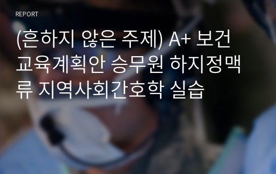 (흔하지 않은 주제) A+ 보건교육계획안 승무원 하지정맥류 지역사회간호학 실습