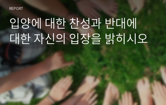 입양에 대한 찬성과 반대에 대한 자신의 입장을 밝히시오