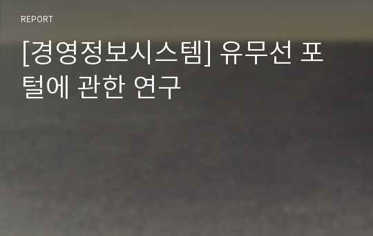 [경영정보시스템] 유무선 포털에 관한 연구