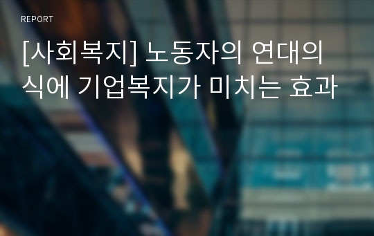 [사회복지] 노동자의 연대의식에 기업복지가 미치는 효과