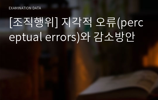 [조직행위] 지각적 오류(perceptual errors)와 감소방안