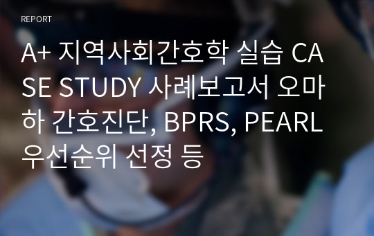 A+ 지역사회간호학 실습 CASE STUDY 사례보고서 오마하 간호진단, BPRS, PEARL 우선순위 선정 등