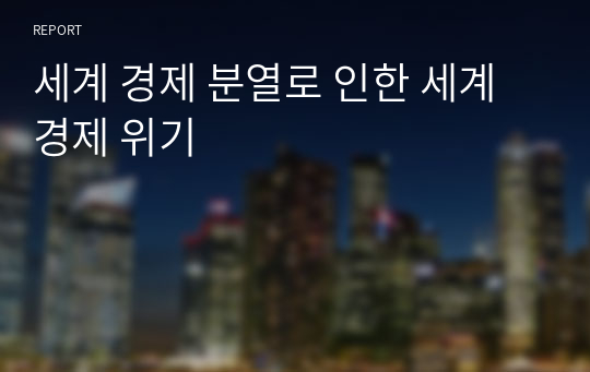 세계 경제 분열로 인한 세계 경제 위기