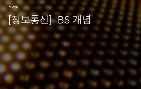 [정보통신] IBS 개념