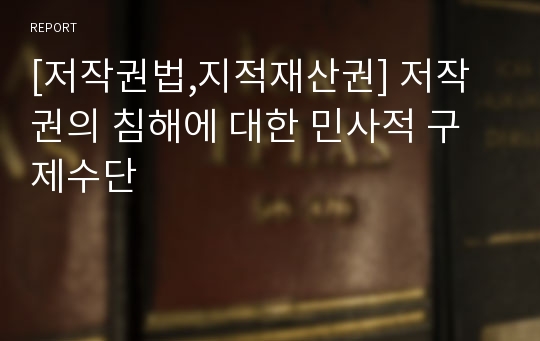 [저작권법,지적재산권] 저작권의 침해에 대한 민사적 구제수단