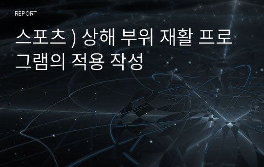 스포츠 ) 상해 부위 재활 프로그램의 적용 작성