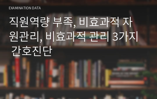 직원역량 부족, 비효과적 자원관리, 비효과적 관리 3가지 간호진단