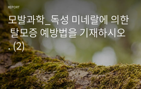 모발과학_독성 미네랄에 의한 탈모증 예방법을 기재하시오. (2)