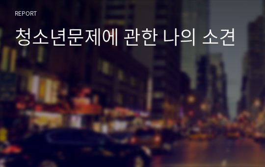 청소년문제에 관한 나의 소견