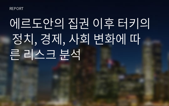 에르도안의 집권 이후 터키의 정치, 경제, 사회 변화에 따른 리스크 분석