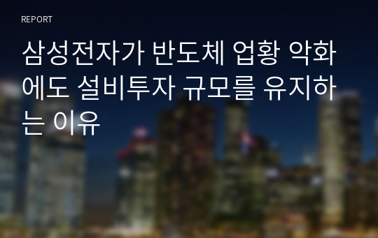 삼성전자가 반도체 업황 악화에도 설비투자 규모를 유지하는 이유