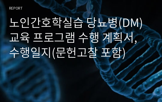 노인간호학실습 당뇨병(DM) 교육 프로그램 수행 계획서, 수행일지(문헌고찰 포함)