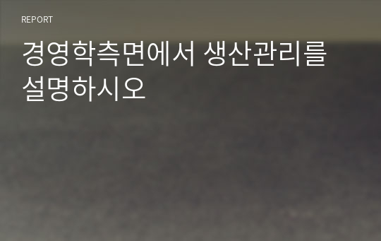 경영학측면에서 생산관리를 설명하시오