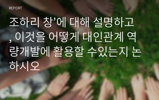 조하리 창’에 대해 설명하고, 이것을 어떻게 대인관계 역량개발에 활용할 수있는지 논하시오