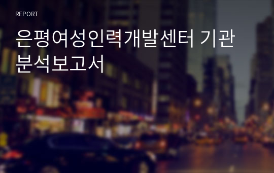 은평여성인력개발센터 기관분석보고서