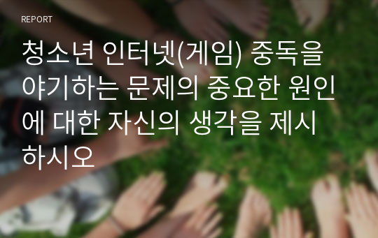 청소년 인터넷(게임) 중독을 야기하는 문제의 중요한 원인에 대한 자신의 생각을 제시하시오