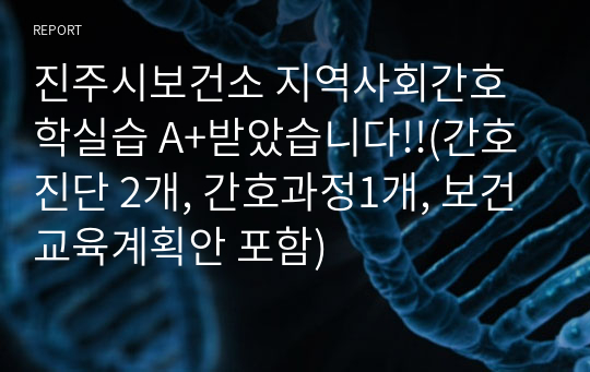 지역사회간호학실습(진주) A+받았습니다!!(간호진단 2개, 간호과정1개, 보건교육계획안 포함)