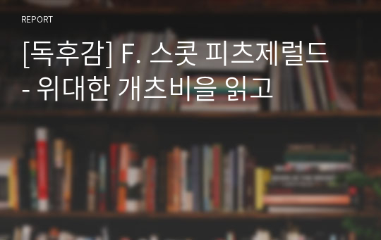 [독후감] F. 스콧 피츠제럴드 - 위대한 개츠비를 읽고