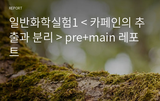 일반화학실험1 A+ &lt; 카페인의 추출과 분리 &gt; pre+main 레포트