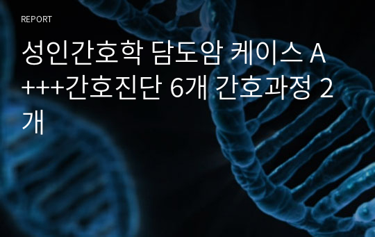 성인간호학 담도암 케이스 A+++간호진단 6개 간호과정 2개