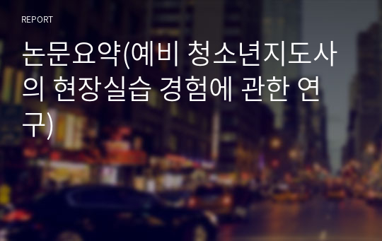 논문요약(예비 청소년지도사의 현장실습 경험에 관한 연구)