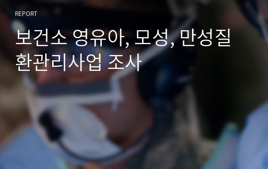 보건소 영유아, 모성, 만성질환관리사업 조사